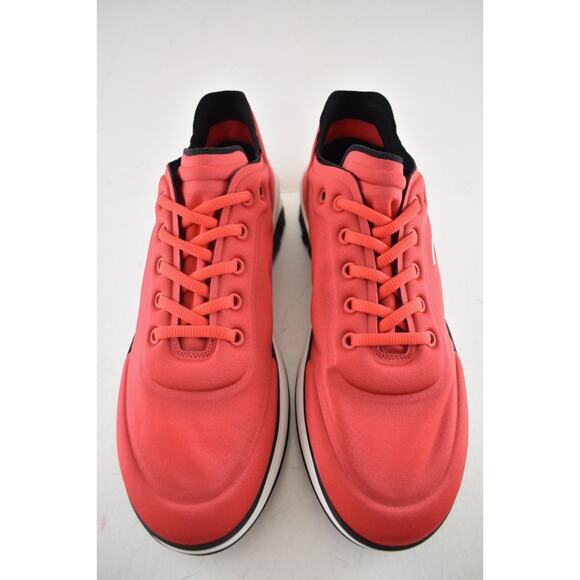 Chanel Mens 19P Red Lycra White Black CC Logo Lace Low Top Trainer Sneaker 43 10 - Picture 6 of 12